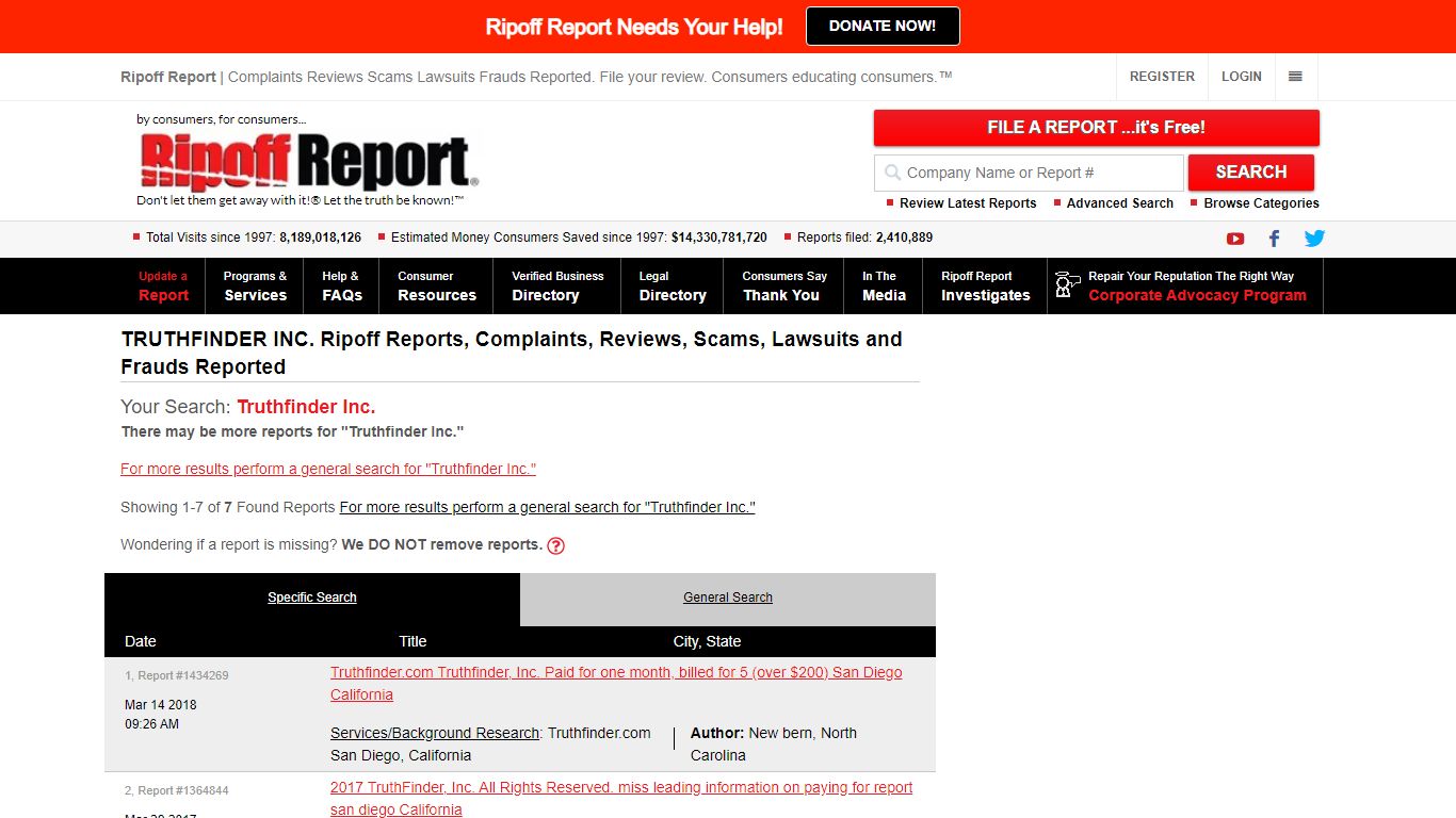 Ripoff Report | Truthfinder Inc. complaints, reviews, scams, lawsuits ...