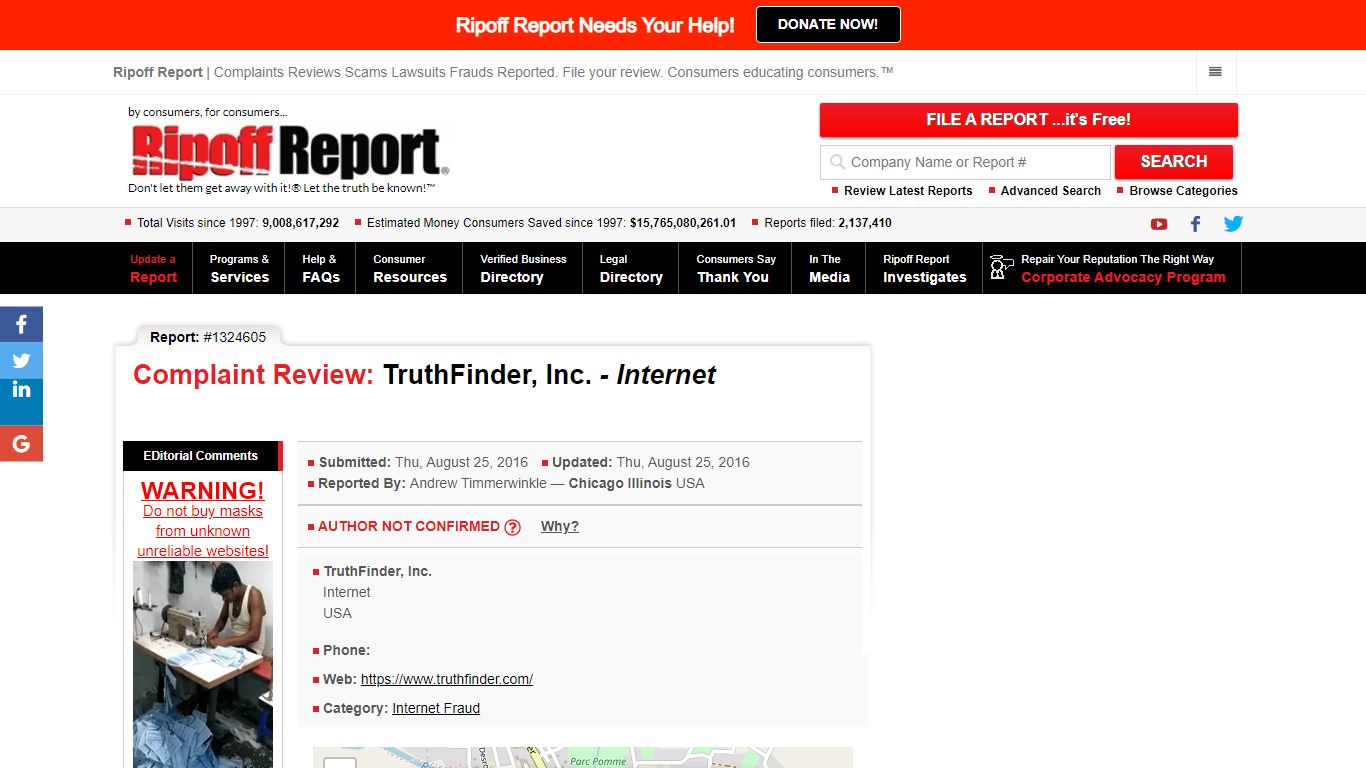 Ripoff Report | TruthFinder, Inc. Review - Internet - Truthfinder inc